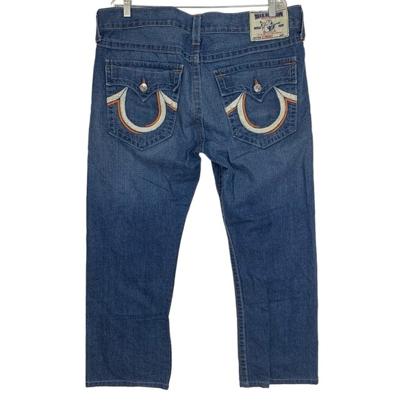 True Religion Men’s Straight Jeans Waist 38 Horse  Shoe Embroidered Pocket Flap - Picture 2 of 15